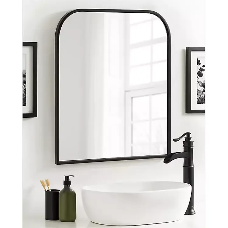 Kirklands Home Decorative Mirrors|Satin Wide Arch Wall Mirror Black