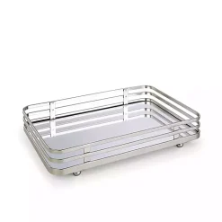 Kirklands Home Bathroom Accessories|Satin Nickel Mirrored Vanity Tray Silver