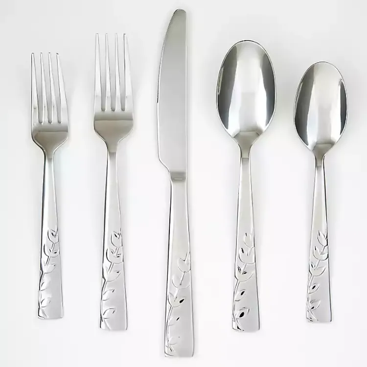 Kirklands Home Flatware & Cutlery|Satin Sand Blossom 20-pc. Flatware Set Silver