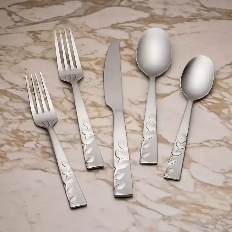 Kirklands Home Flatware & Cutlery|Satin Sand Blossom 20-pc. Flatware Set Silver