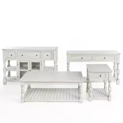 Kirklands Home Console Tables|Savannah Cream Distressed Console Table Ivory