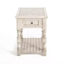 Kirklands Home Accent & End Tables|Savannah Cream Distressed Side Table Ivory