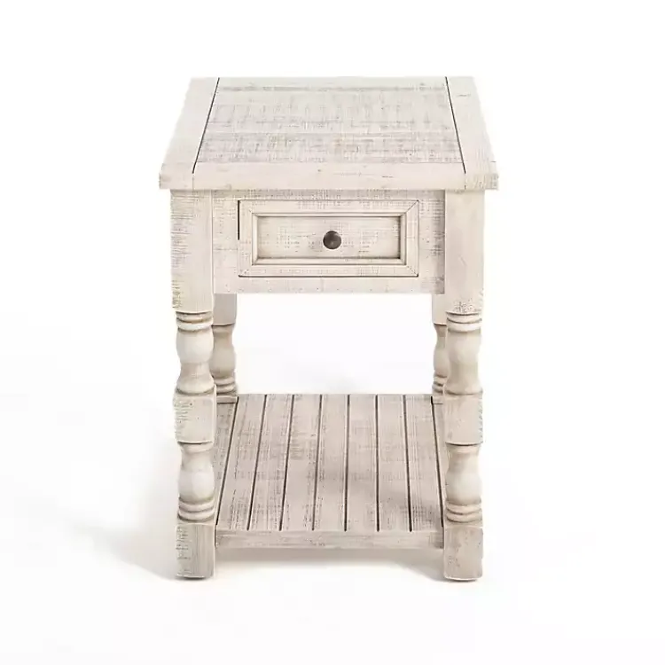 Kirklands Home Accent & End Tables|Savannah Cream Distressed Side Table Ivory