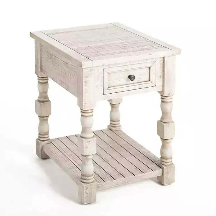 Kirklands Home Accent & End Tables|Savannah Cream Distressed Side Table Ivory
