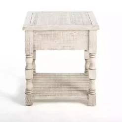 Kirklands Home Accent & End Tables|Savannah Cream Distressed Side Table Ivory