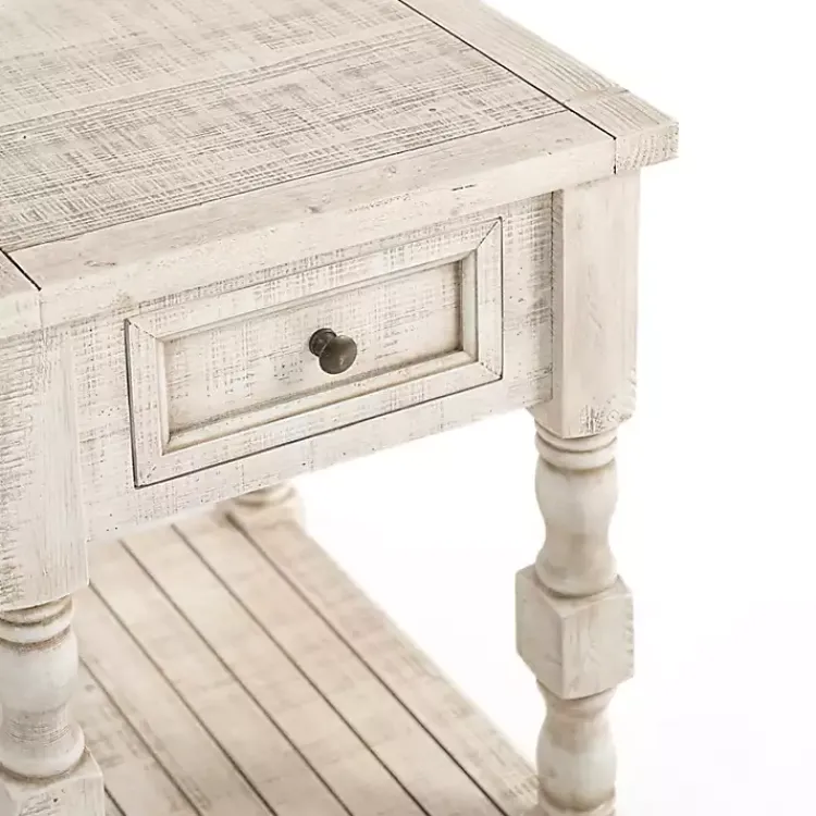 Kirklands Home Accent & End Tables|Savannah Cream Distressed Side Table Ivory