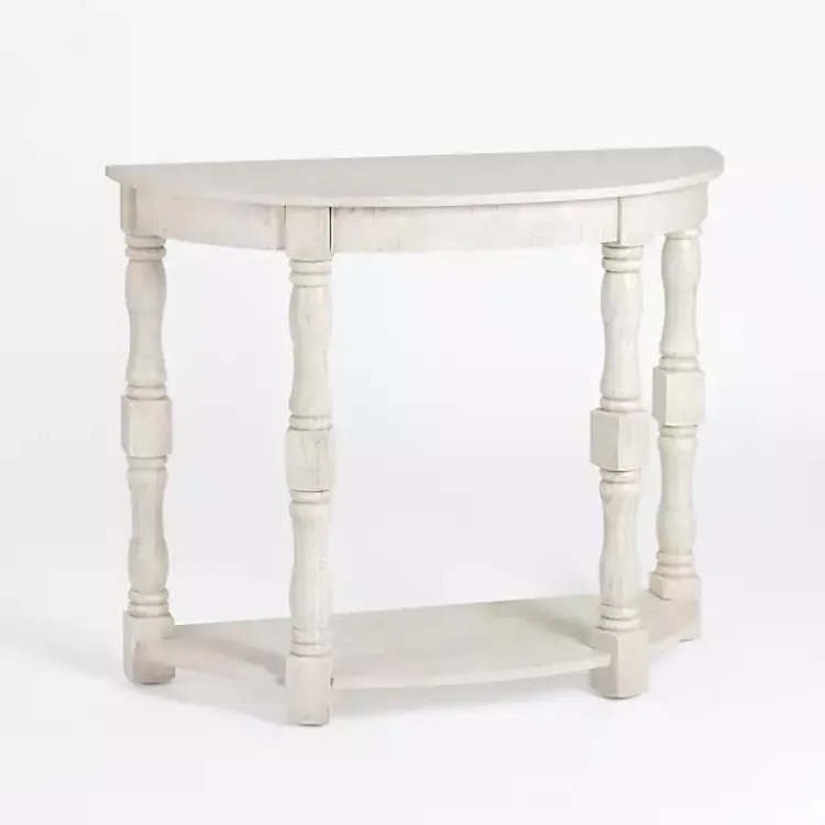 Kirklands Home Console Tables|Savannah Cream Distressed Half Moon Console Table White