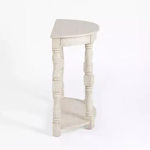 Kirklands Home Console Tables|Savannah Cream Distressed Half Moon Console Table White