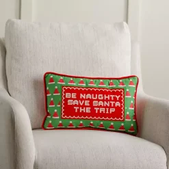 Save Santa the Trip Needlepoint Pillow Pillows
