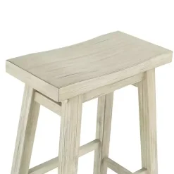Kirklands Home Bar Stools & Counter Height Stools|Sawgrass Wooden Saddle Seat Counter Stool White