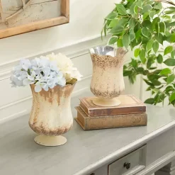 Discount Scalloped Rustic Glass Cup Vases, Set of 2 Vases