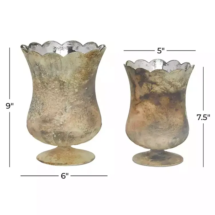 Discount Scalloped Rustic Glass Cup Vases, Set of 2 Vases