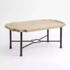 Kirklands Home Coffee Tables|Scalloped Wood and Metal Coffee Table Black