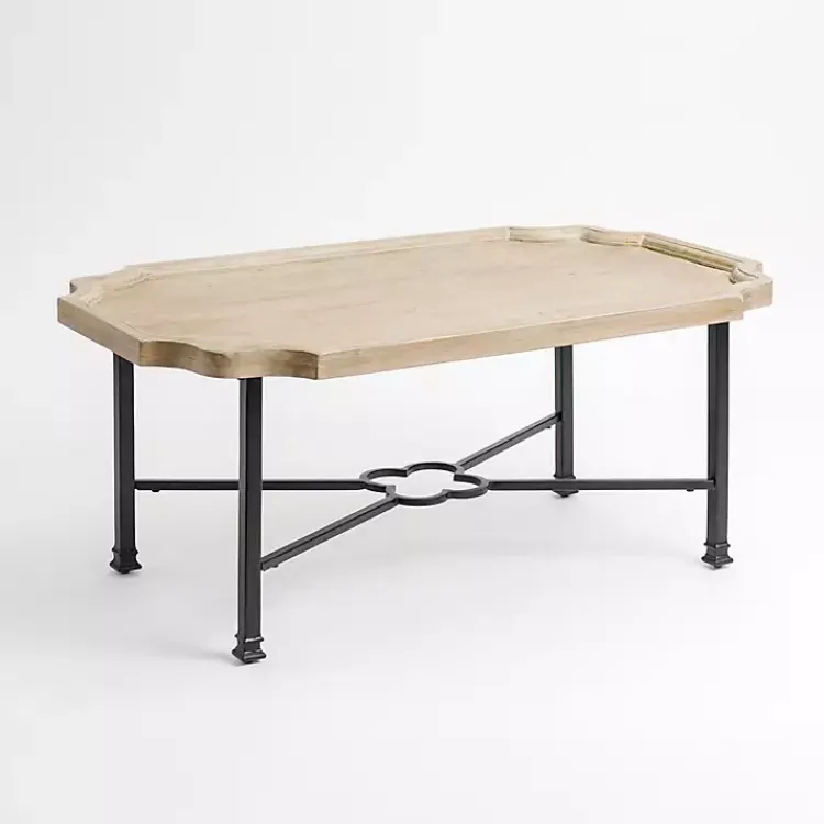 Kirklands Home Coffee Tables|Scalloped Wood and Metal Coffee Table Black