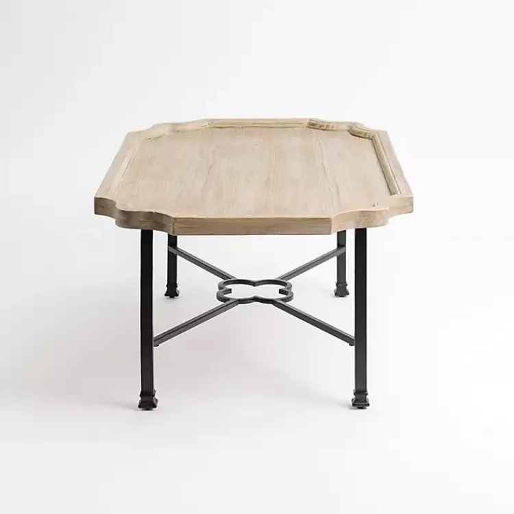 Kirklands Home Coffee Tables|Scalloped Wood and Metal Coffee Table Black