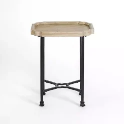 Kirklands Home Accent & End Tables|Scalloped Wood and Metal Accent Table