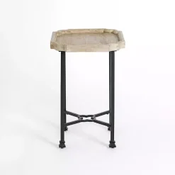 Kirklands Home Accent & End Tables|Scalloped Wood and Metal Accent Table