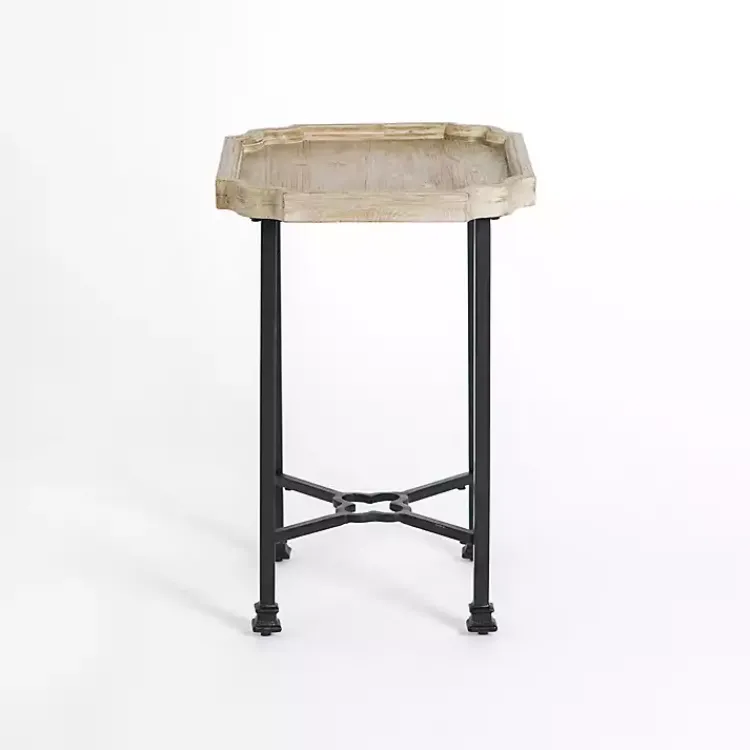 Kirklands Home Accent & End Tables|Scalloped Wood and Metal Accent Table