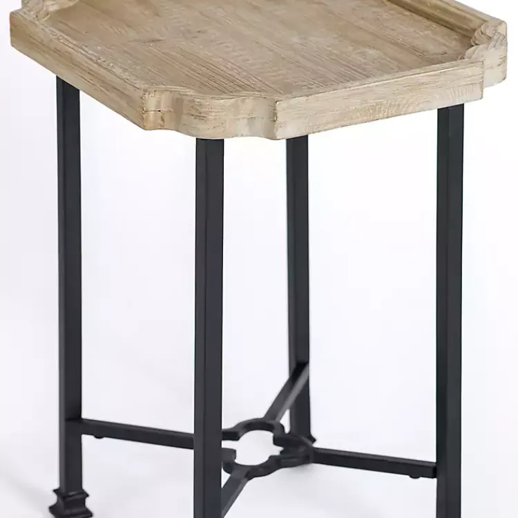 Kirklands Home Accent & End Tables|Scalloped Wood and Metal Accent Table