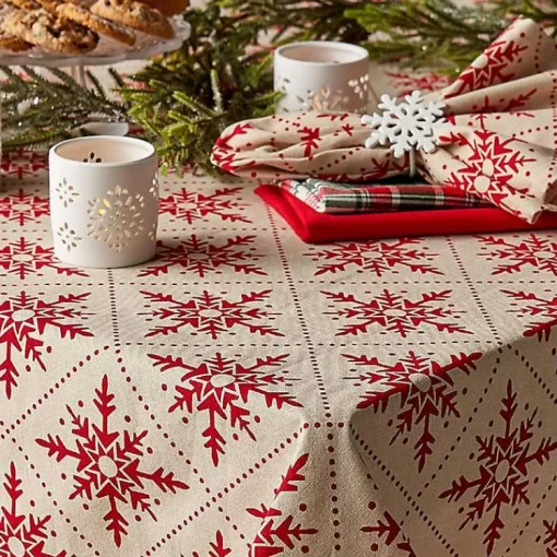 Sale Scandinavian Snowflake Tablecloth, 60x84 in. Christmas Dining & Entertaining