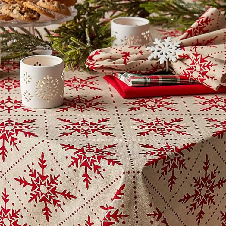 Sale Scandinavian Snowflake Tablecloth, 60x84 in. Christmas Dining & Entertaining