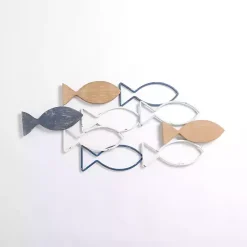 Kirklands Home Wall Plaques|School of Fish Wood and Metal Wall Plaque