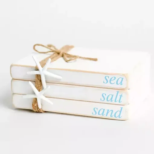 Best Sea Salt Sand Wooden Book Stack Statues & Figurines