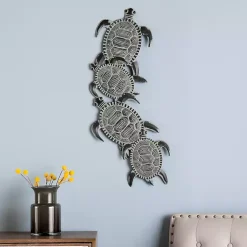 Kirklands Home Wall Plaques|Sea Turtle Metal Plaque Black