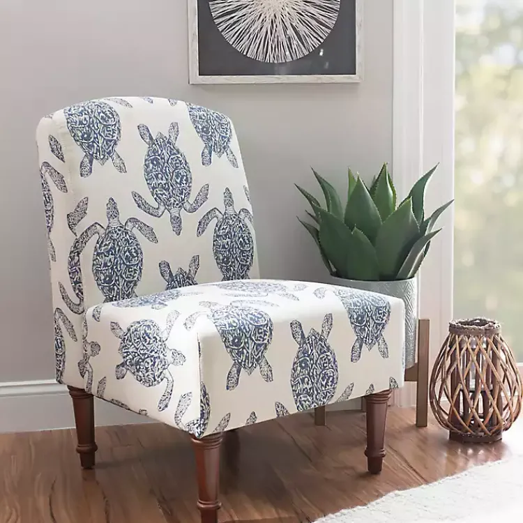Kirklands Home Accent Chairs|Sea Turtle Print Accent Chair