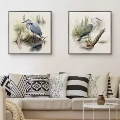 Kirklands Home Canvas Art|Seabird Portrait Framed Canvas Prints, Set of 2 Multi