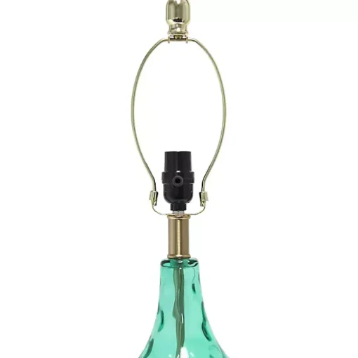 Kirklands Home Table Lamps|Seafoam Dimpled Glass Teardrop Table Lamp Blue