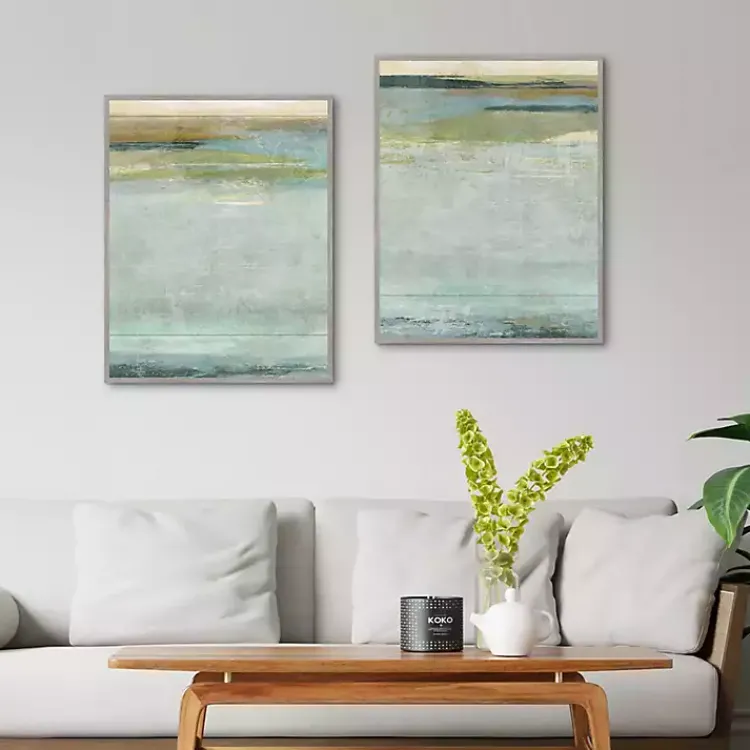 Kirklands Home Canvas Art|Seafoam Framed Canvas Art Prints, Set of 2 Blue