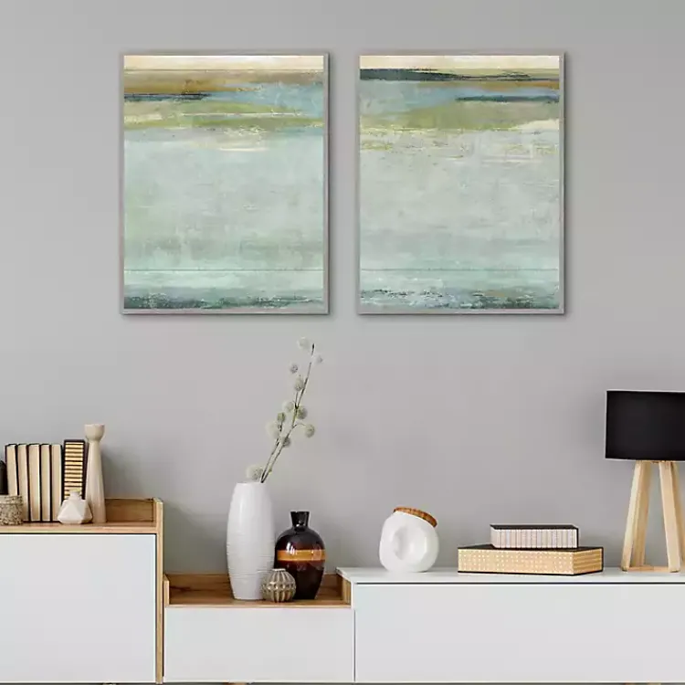 Kirklands Home Canvas Art|Seafoam Framed Canvas Art Prints, Set of 2 Blue