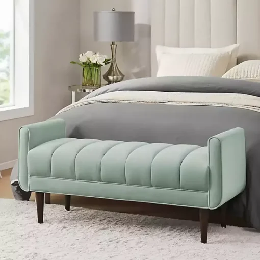 Kirklands Home Benches & Ottomans|Seafoam Velvet Bench Green
