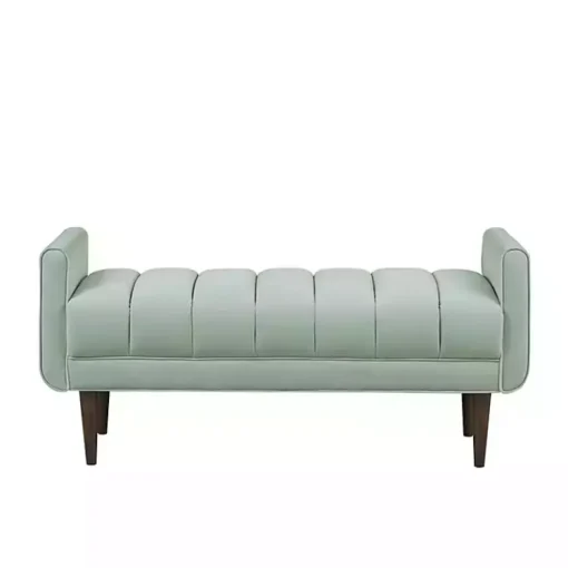 Kirklands Home Benches & Ottomans|Seafoam Velvet Bench Green