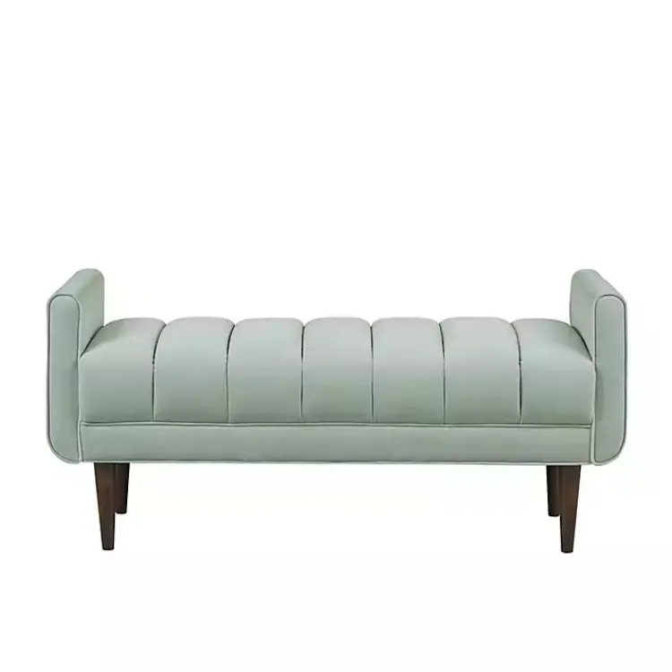 Kirklands Home Benches & Ottomans|Seafoam Velvet Bench Green