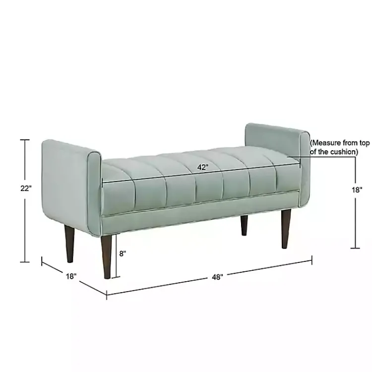 Kirklands Home Benches & Ottomans|Seafoam Velvet Bench Green