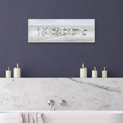 Kirklands Home Canvas Art|Seagull Gathering Framed Canvas Art Print Multi