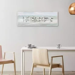 Kirklands Home Canvas Art|Seagull Gathering Framed Canvas Art Print Multi