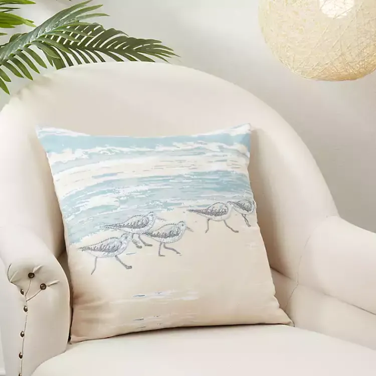 Sale Seaside Sand Pipers Throw Pillow Pillows
