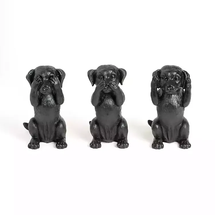 Hot See, Hear, Speak No Evil Dog Figurines, Set of 3 Statues & Figurines