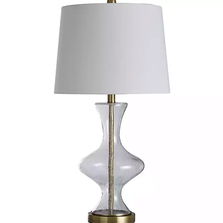 Kirklands Home Table Lamps|Seeded Glass and Gold Table Lamp White