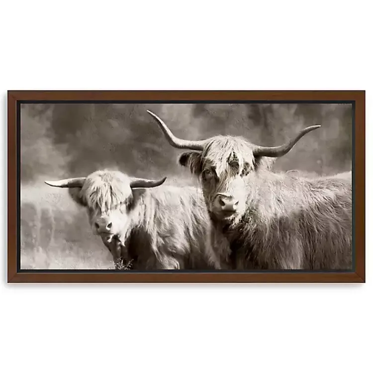 Kirklands Home Canvas Art|Sepia Hairy Highland Framed Canvas Art Print