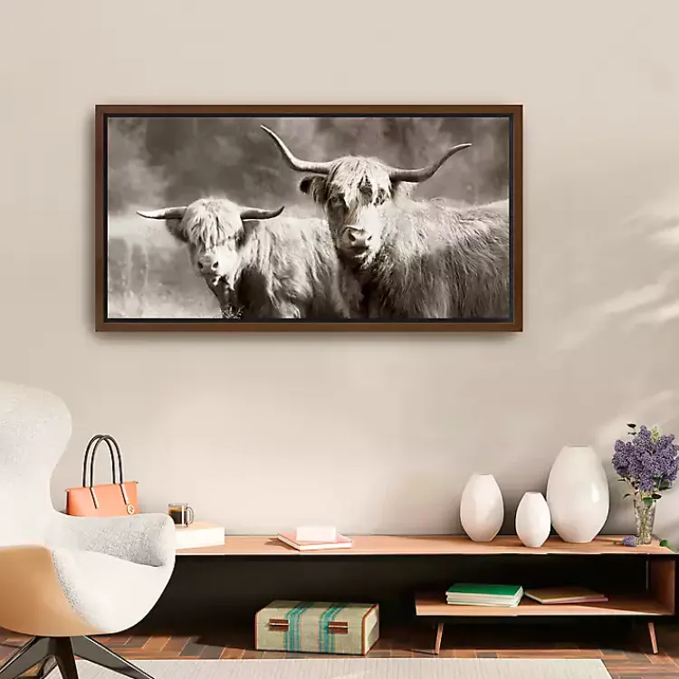 Kirklands Home Canvas Art|Sepia Hairy Highland Framed Canvas Art Print