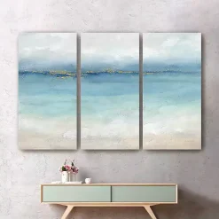Kirklands Home Canvas Art|Serene Sea Landscape Canvas Art Prints, Set of 3 Blue