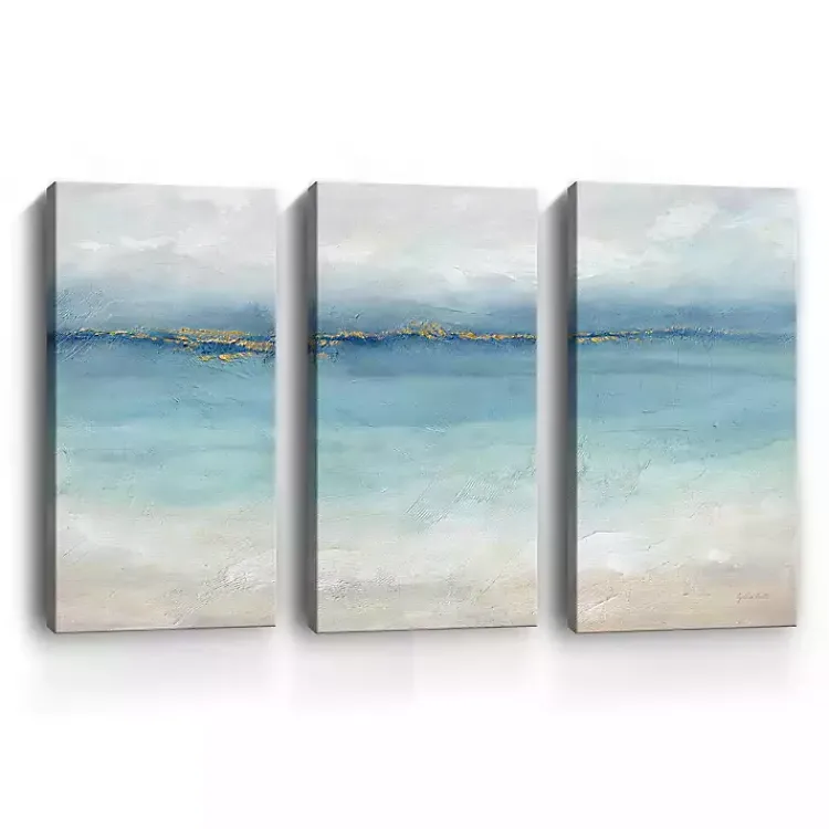 Kirklands Home Canvas Art|Serene Sea Landscape Canvas Art Prints, Set of 3 Blue