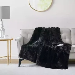 New Serta Shaggy Faux Fur Heated Throw Blankets & Throws