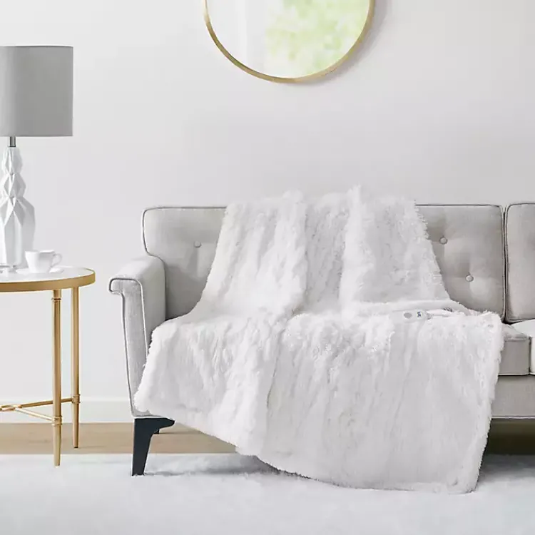 New Serta Shaggy Faux Fur Heated Throw Blankets & Throws