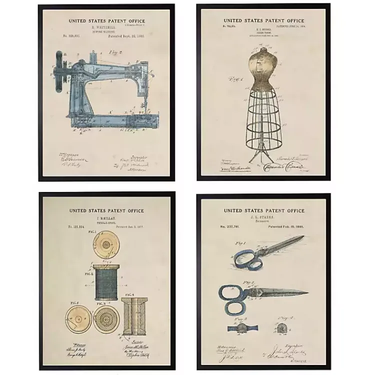 Kirklands Home Framed Art|Sewing Patents Framed Art Print Multi