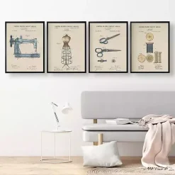 Kirklands Home Framed Art|Sewing Patents Framed Art Print Multi